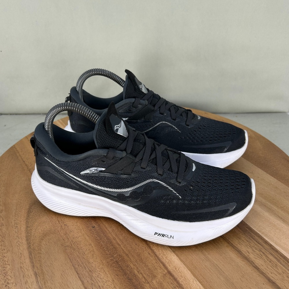 Saucony Ride 15 Womens Running Shoes Black White S10729-05 Size 7